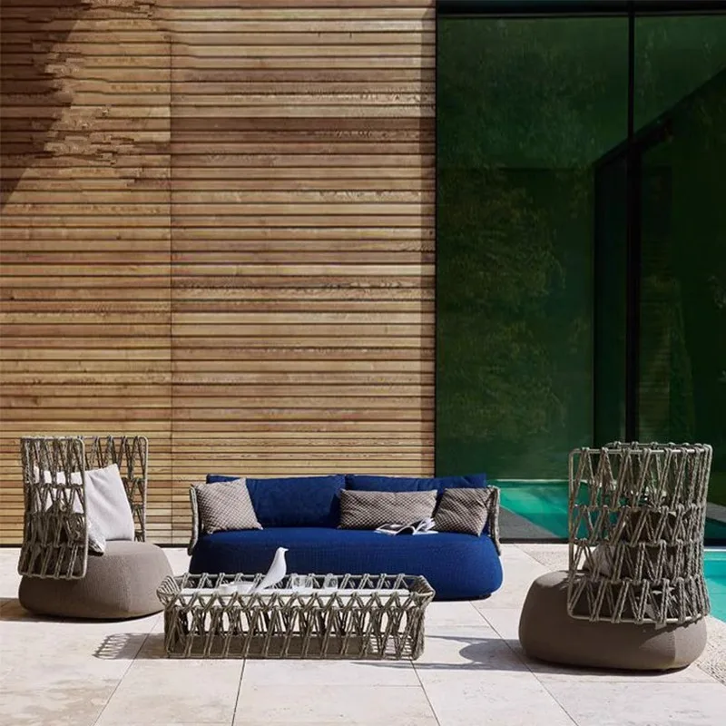 

Nordic Outdoor Rattan Sofa, Simple And Casual, Courtyard, Garden,, Hotel, Balcony, Designer Furniture