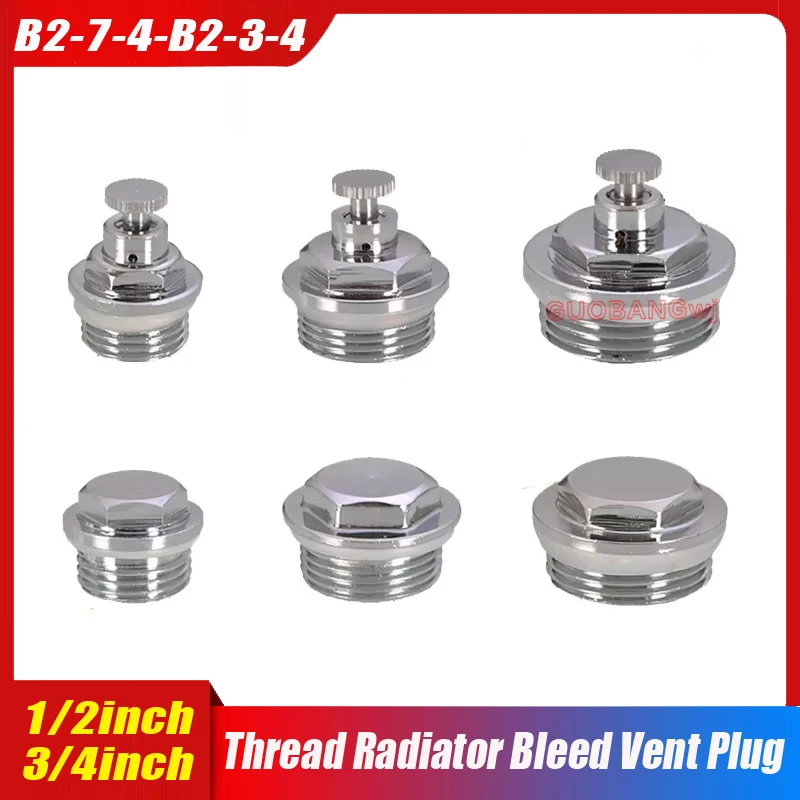 

Chrome Plated Brass 1/2" 3/4" 1" Male Thread Radiator Bleed Vent Plug Manual Air Vent Valve End Plug Cap Pipe Fitting Adapter