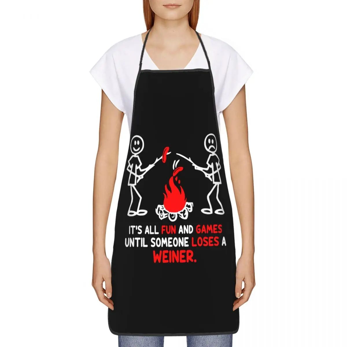 Custom Camp Fire And Weiner Quote Funny Apron Adventure Camping Adult Unisex Chef Bib Tablier Cuisine Cooking Baking Gardening