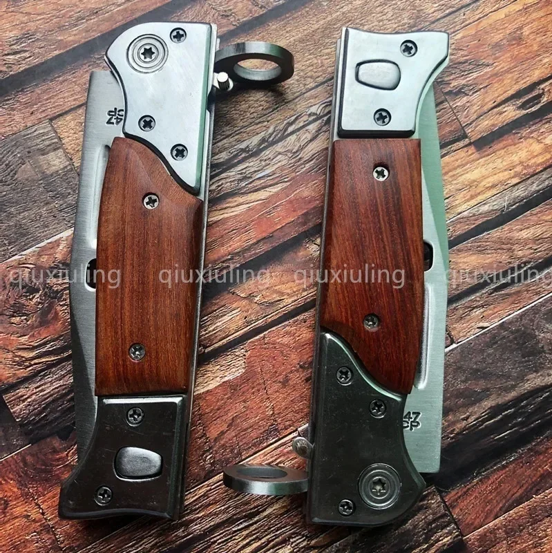 Survival AK-47 Assisted Folding Knife 440C Blade Wooden Handle Military Outdoor Hunting Camping Knives Pocket EDC Hand Tool