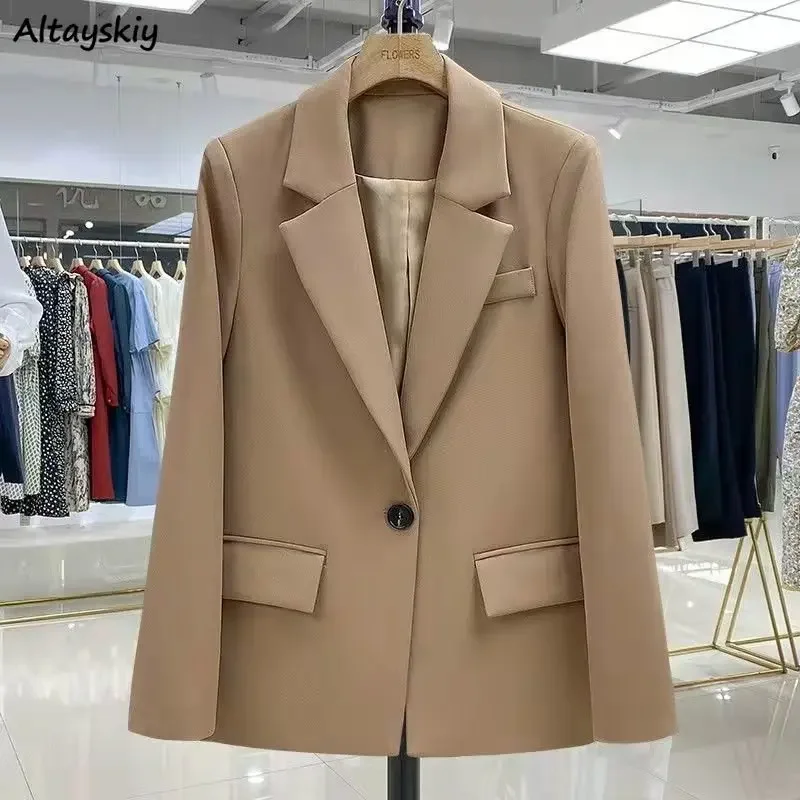 

Blazers Women Loose Temperament Simple Students Vintage Single Button Ins Japanese Style Spring Fashion Chic Casual All-match