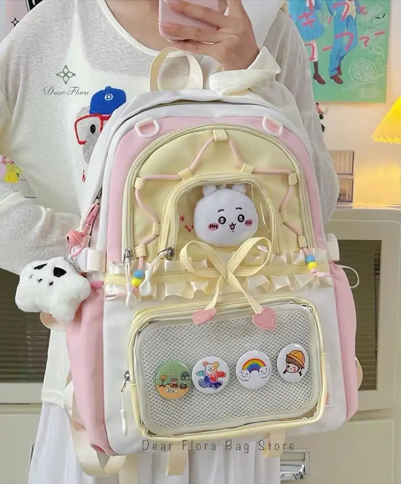 New Heart Shaped Knot Anime Ita Backpack Cute Girl Transparent Two-dimensional Knapsack High Capacity Otaku DIY Display Rucksack