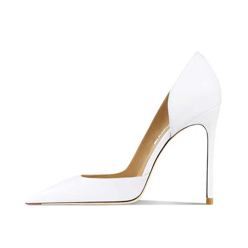 

Arden Furtado Summer Simple style White Hollow Pumps Pointed Shallow Super high heel Office lady Single shoe Extra large size