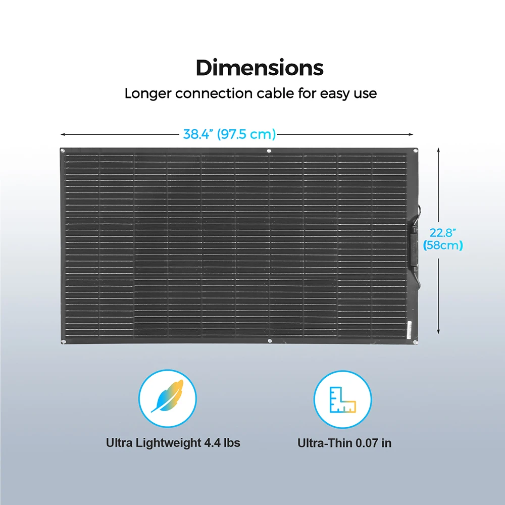 WUZECK 1szt ~ 10szt Solar Panel Elastyczne panele słoneczne 100W Moduł fotowoltaiczny Mono Solar Panel 16.5V (100W, 200W, 300W, 400W, 500W 1000W)