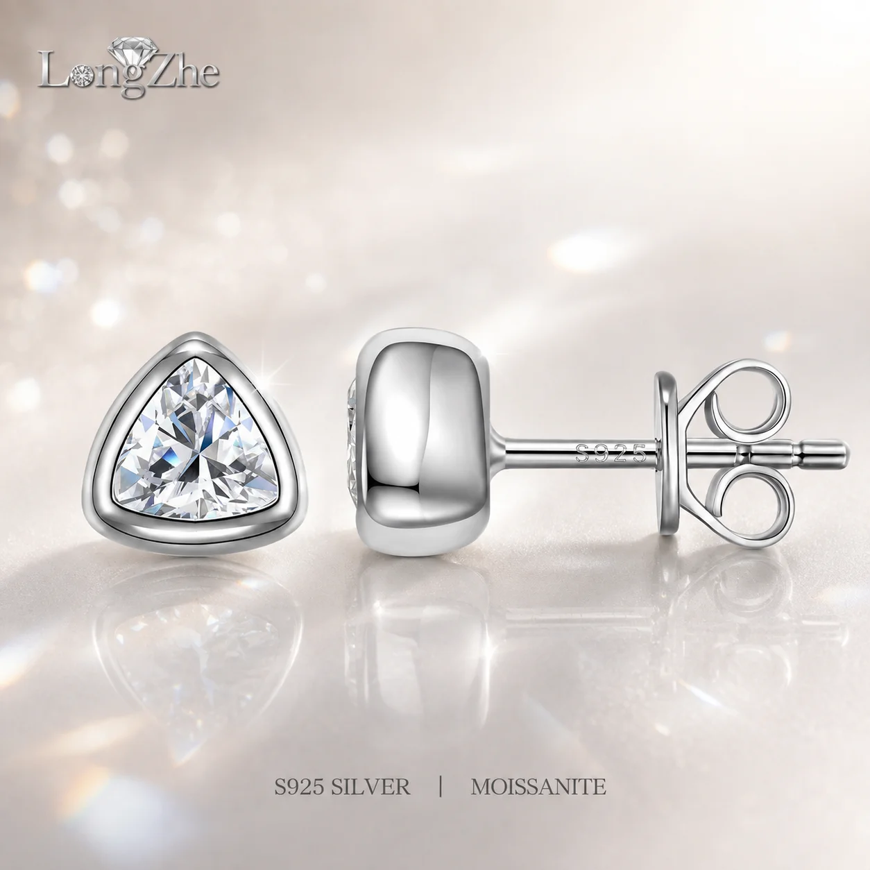 Moissanite Stud Earrings for Women S925 Sterling Silver Triangle 5x5mm D Color VVS1 GRA Certified Minimalist Fine Jewelry Gift