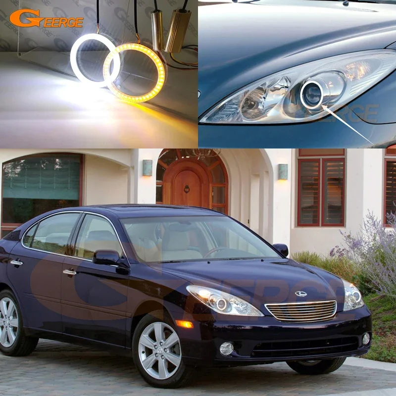For LEXUS ES 330 ES330 MCV30 2005 2006 Excellent Ultra Bright A/W Switchback Day Light Turn Signal Led Angel Eyes Halo Rings