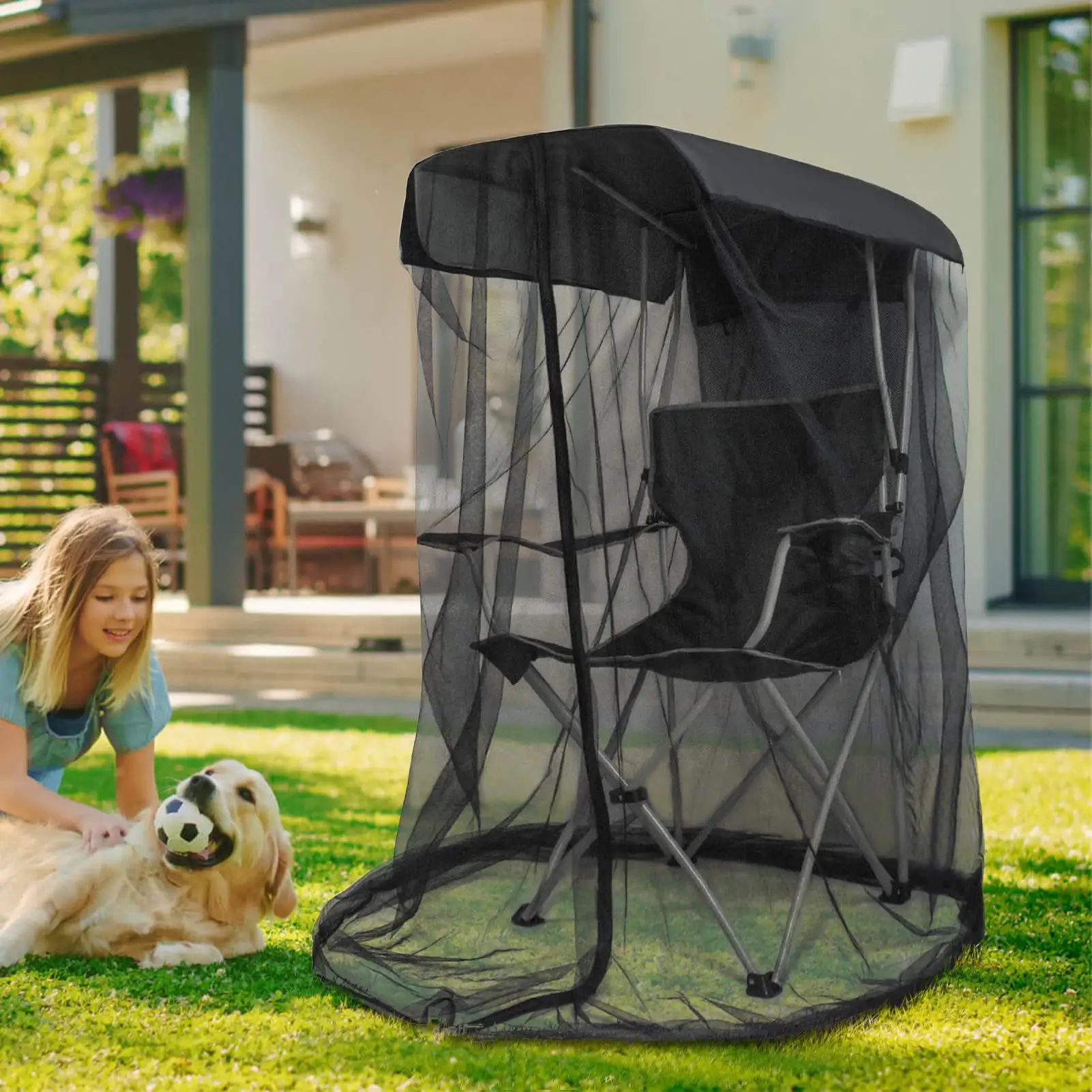 

Outdoor Chair Fly Net Tent Portable Shelter Protection Canopy Chair Tent with Zipper Opening for Fishing Hiking Travel