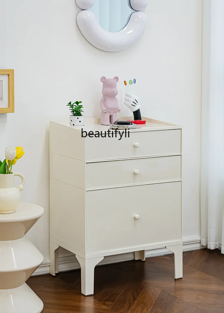 Nordic Cream Style Bedside Table Modern Household Multi-Layer Storage Cabinet Simple Bedside Cabinet