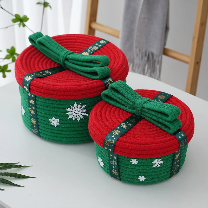 Cross-border hot-selling Christmas gifts Snack storage basket Cotton rope woven candy storage basket Tabletop ornament storage