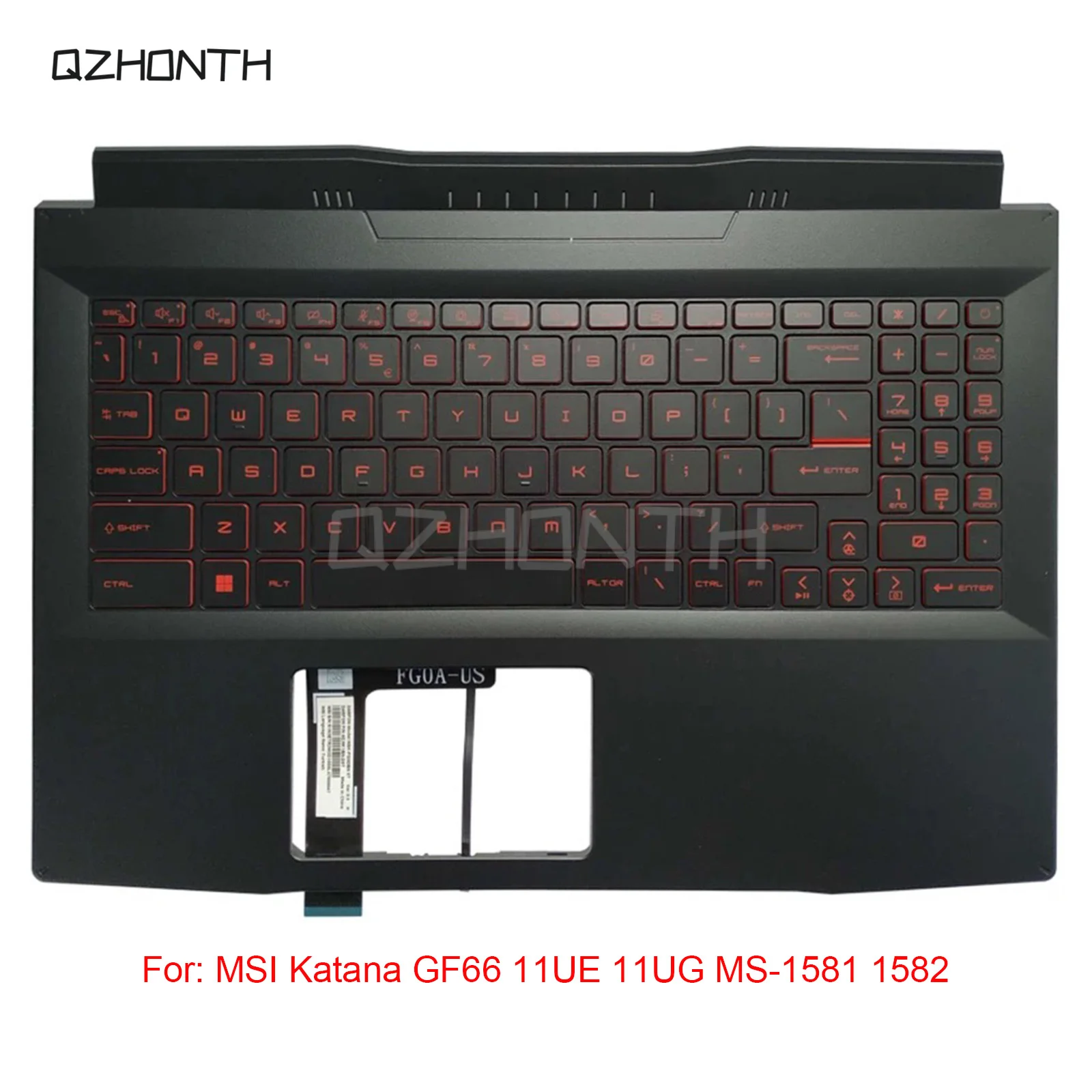 New For MSI Katana GF66 11UE 11UG MS-1581 1582 Palmrest Upper Case with Backlit (Black) 15.6