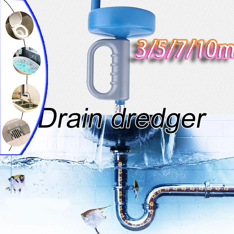 Drain Pipe Dredge Cleaner Sink Auger Hair Clog Remover Heavy Duty Pipe Snake for Bathtub Sink Kitchen Shower Cleaner 3/5/7/10m