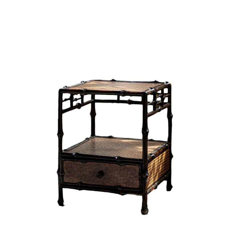 

Black bamboo flower stand living room decoration balcony shelf weaving ornament bamboo handicraft