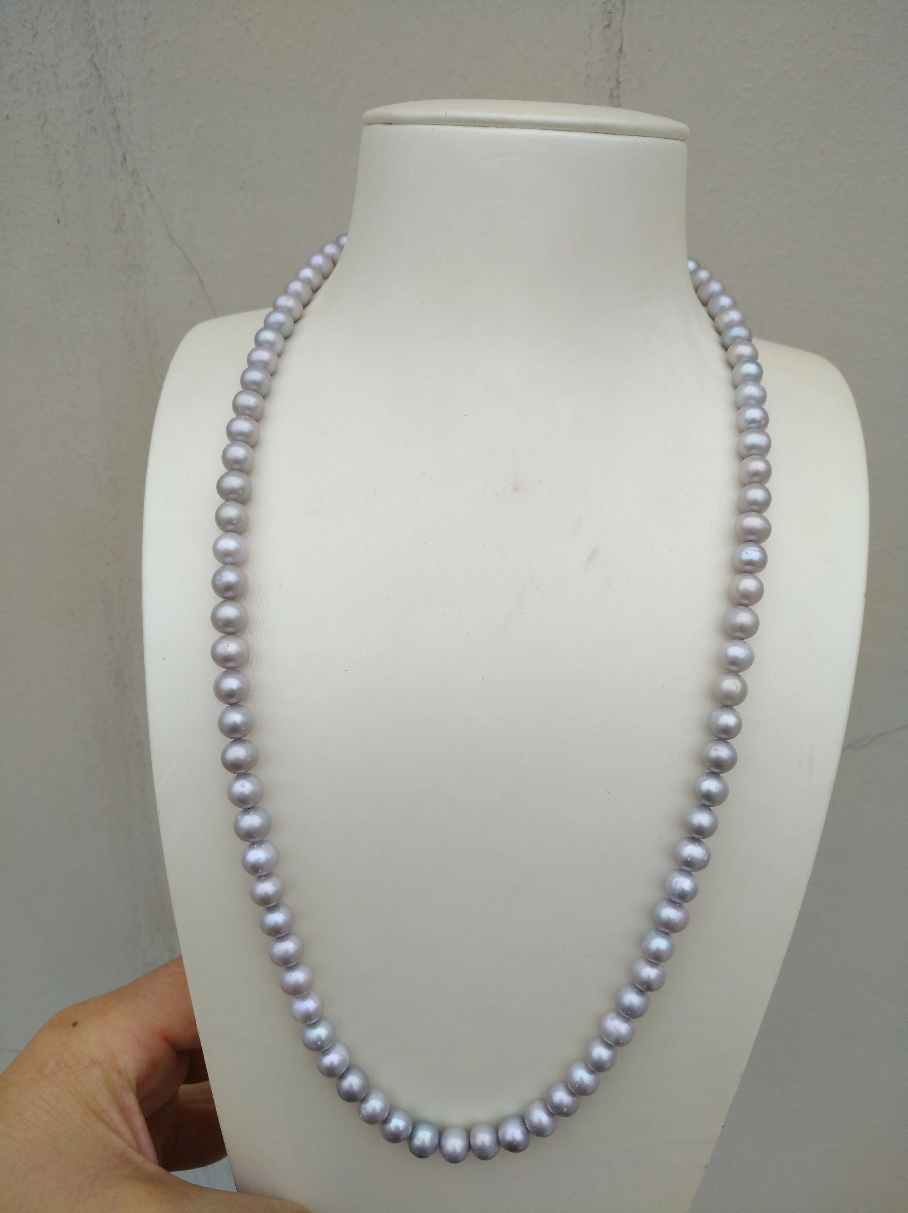 19inch Exceptional Precious 6-7mm Round South Sea Gray Real Natural Pearl Necklace Nice Look