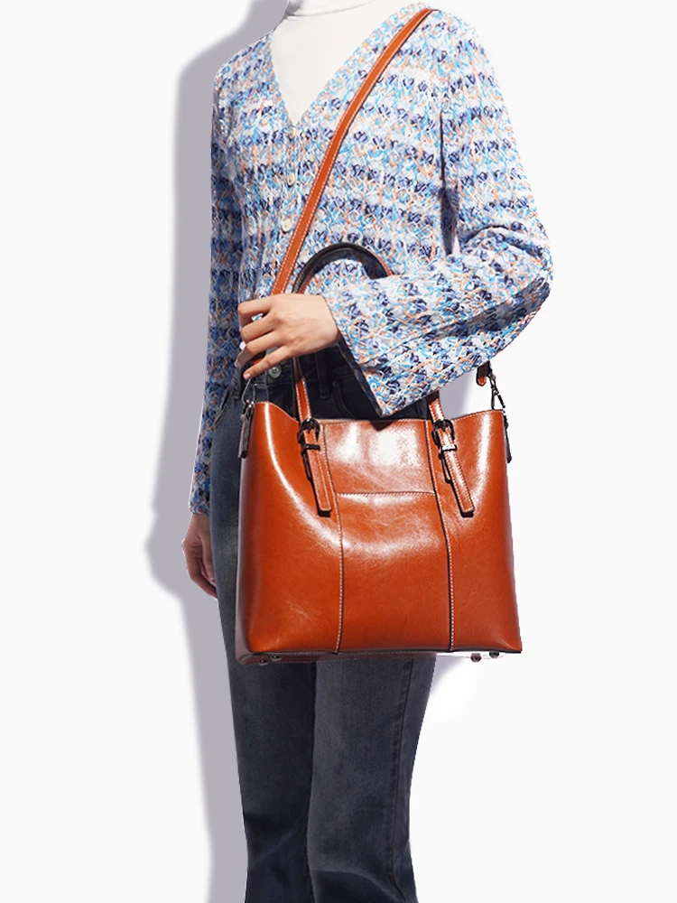 Zency Women's Genuine Leather Totes Designer Shoulder Bag Large Capacity