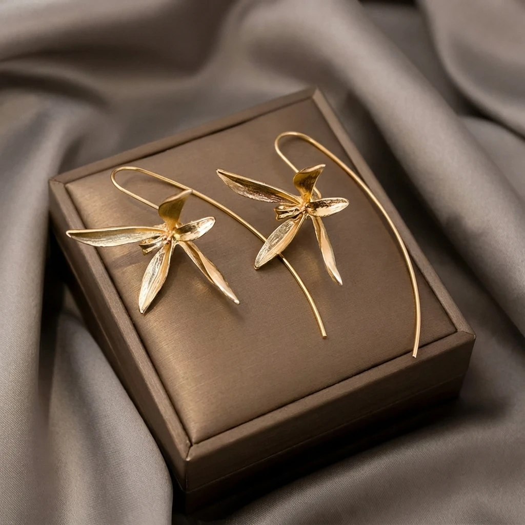 خمر معدن الذهب اللون القزحية زهرة أقراط للنساء الحد الأدنى موضة الأزهار بيان القرط الفتيات مجوهرات الحفلات اليومية #3