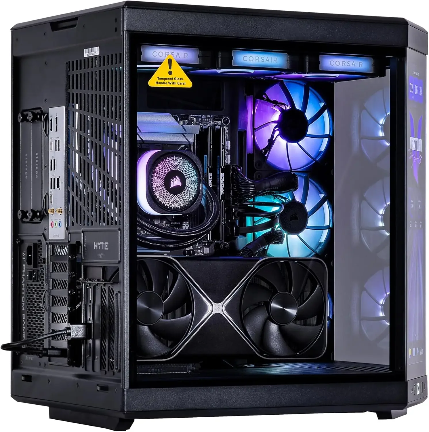 Velztorm LCD Black Praetix Custom Built Y70 Touch Gaming Desktop PC (GeForce RTX 5090 32GB 4090, Liquid Cooled Intel