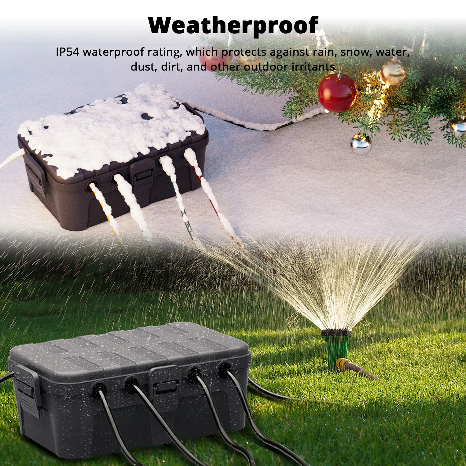 Outdoor Extension Cord Cover 32x22x13cm Heavy-Duty 4 Clips Rubber Gaskets Dual Mounting Holes For Security Cameras Holiday Decor