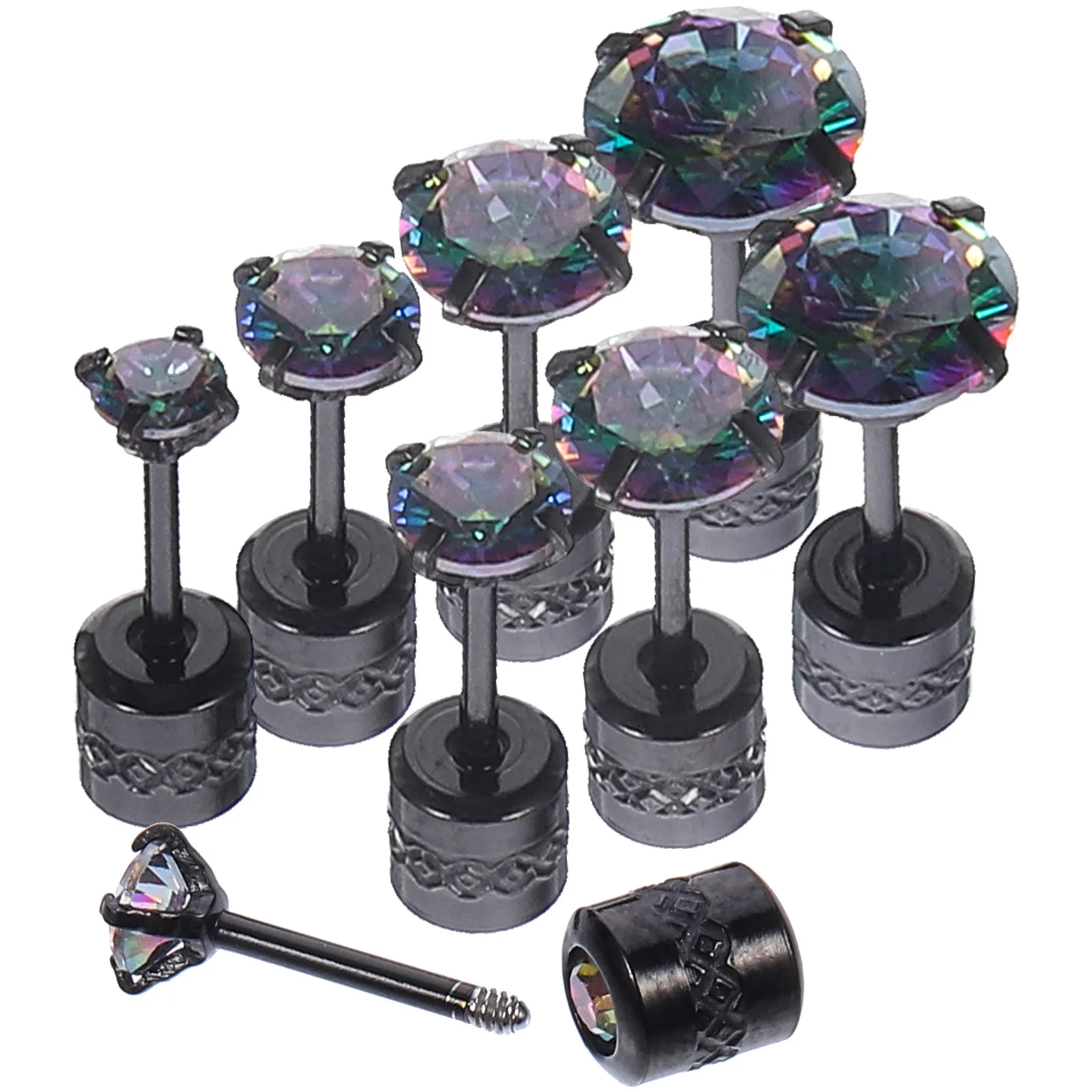 

4Pairs Women Zircon Ear Studs Double Sophistication Scratch Resistant Lightweight Comfortable Earrings for Any