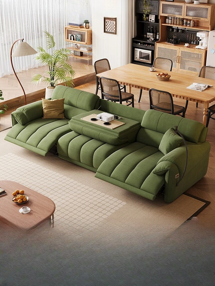 

Electric adjustable function sofa Living room cat scratch flannel sofa Simple modern cream style fabric sofa