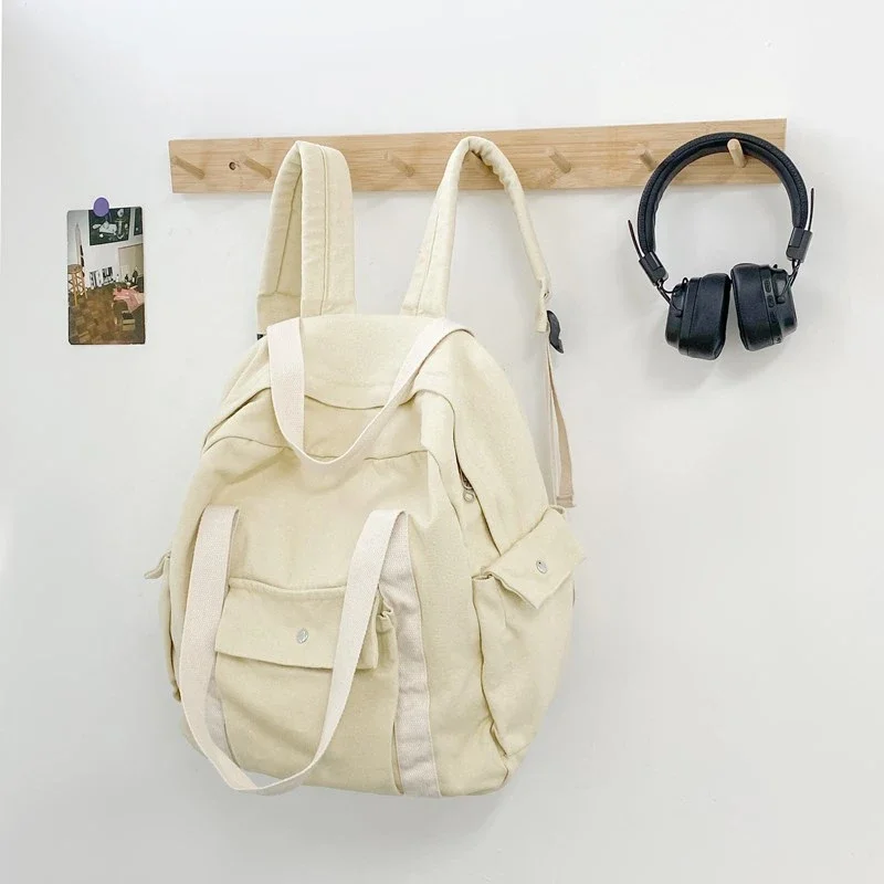 Sport rekreacyjny plecaki w stylu klasycznym solidny zamek błyskawiczny płótno o dużej pojemności trwałe torby na ramię dla unisex 2025 Retro Casual Tote — zdjęcie 4