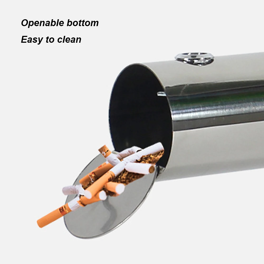 

Wall Mounted Cylinder Cigarette Ash Bin Stainless Steel Patio Public Cigarette Ash Tray Waterproof for Mall Hotel KTV