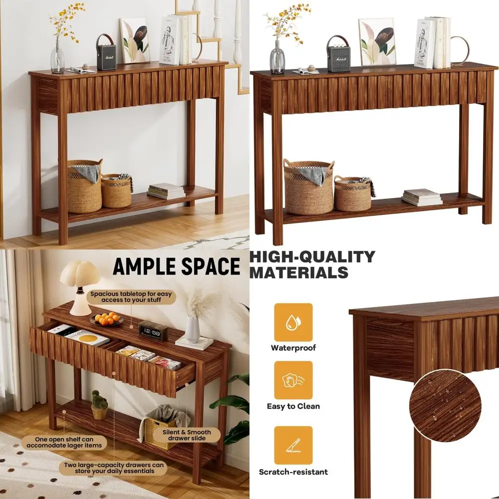

Sleek 47.2 Wooden Console Table with Storage Drawers for Entryway and Living Room Spaces