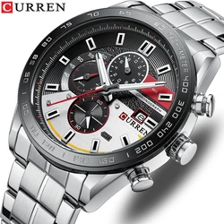 2022 CURREN Watch for Men New Fashion Men Watches Quartz Wristwatches Stainless Steel Band Clock Male Chronograph Watches