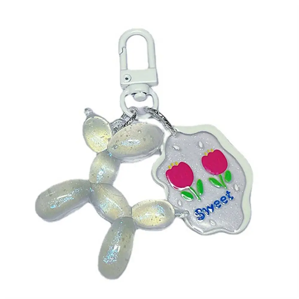 Luminous Balloon Puppy Keychain Small Animal Decoration Small Puppy Pendant Acrylic Glow At Night Dog Keyring Jewelry Trinket