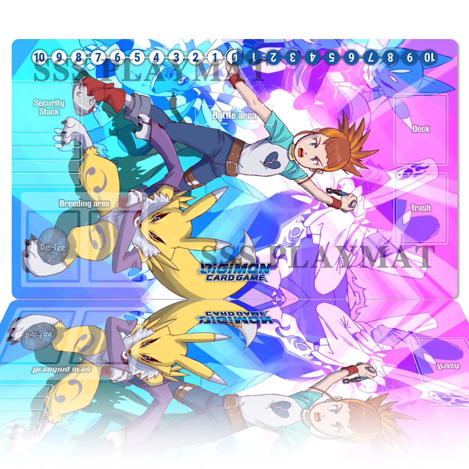 Digimon Playmat Makino Ruki Renamon DTCG CCG Duel Mat Board Game OCG Trading Card Game Mat Rubber Gaming Mouse Pad Free Bag