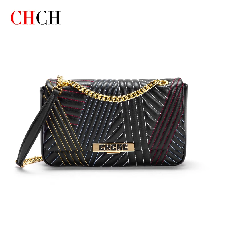 CHCH Fashion Simple Light Luxury Design Solid Color Women's New Portable Shoulder Bag Business Commuter Office Chain Bag