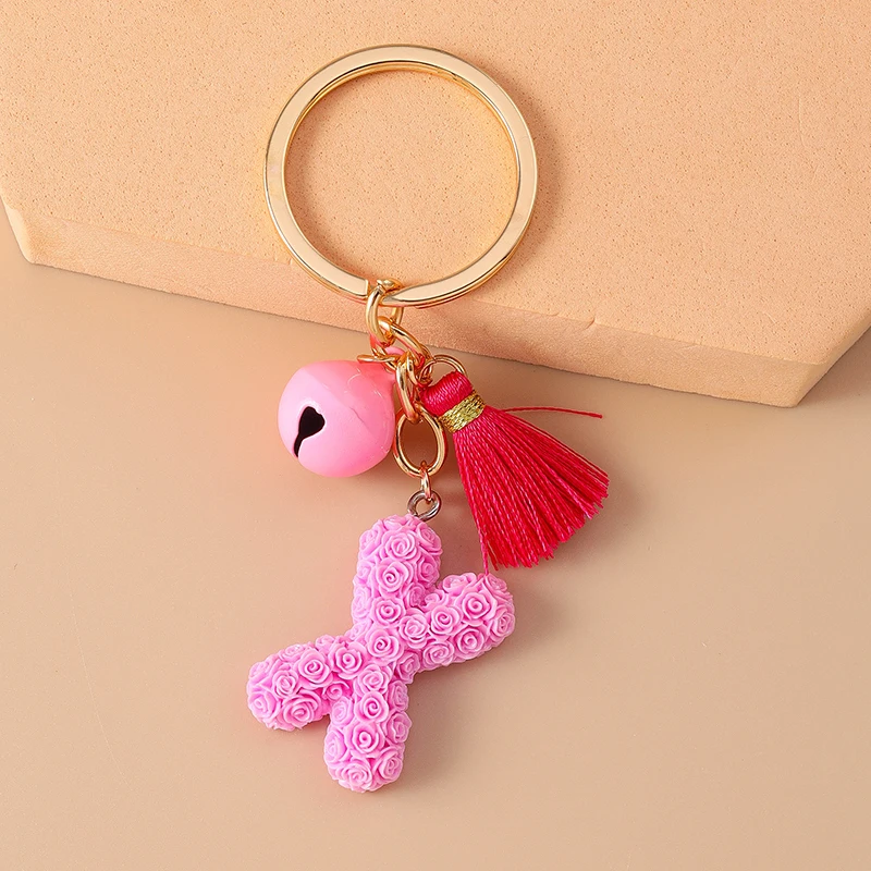 Niedlicher Schlüsselanhänger mit englischen Buchstaben und Glockenmotiv für Damen und Herren, als Auto-Schlüsselhalter, Handtaschenanhänger, Schlüsselring, Accessoire, DIY-Schmuck, Geschenkidee – Detail 6