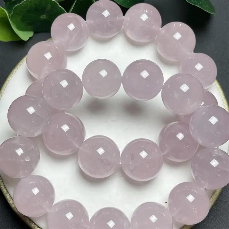 

Natural Rose Quartz Bead Bracelet Crystal Yoga Reiki Healing Stretch Bangles Female Holiday Gift 1PCS 14/18MM