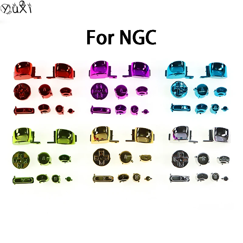 

YuXi 1SET For NGC Game Console Cross Key Home Button A B L R Electroplate Button Full Buttons Set Handle Maintenance Accessories