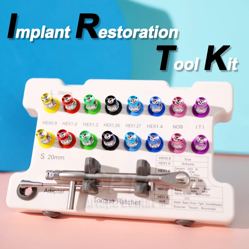 Whole Set 10-70NCM Color Dental Universal Implant Restoration Screwdrivers Tool Dentistry Implantology Torque Wrench Ratchet