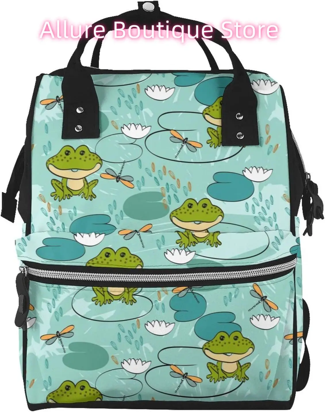 

Frog Diaper Bag Backpack for Women Large Capacity Nappy Bag Multifunction Waterproof Mummy Backpacks for Mom Dad Casu