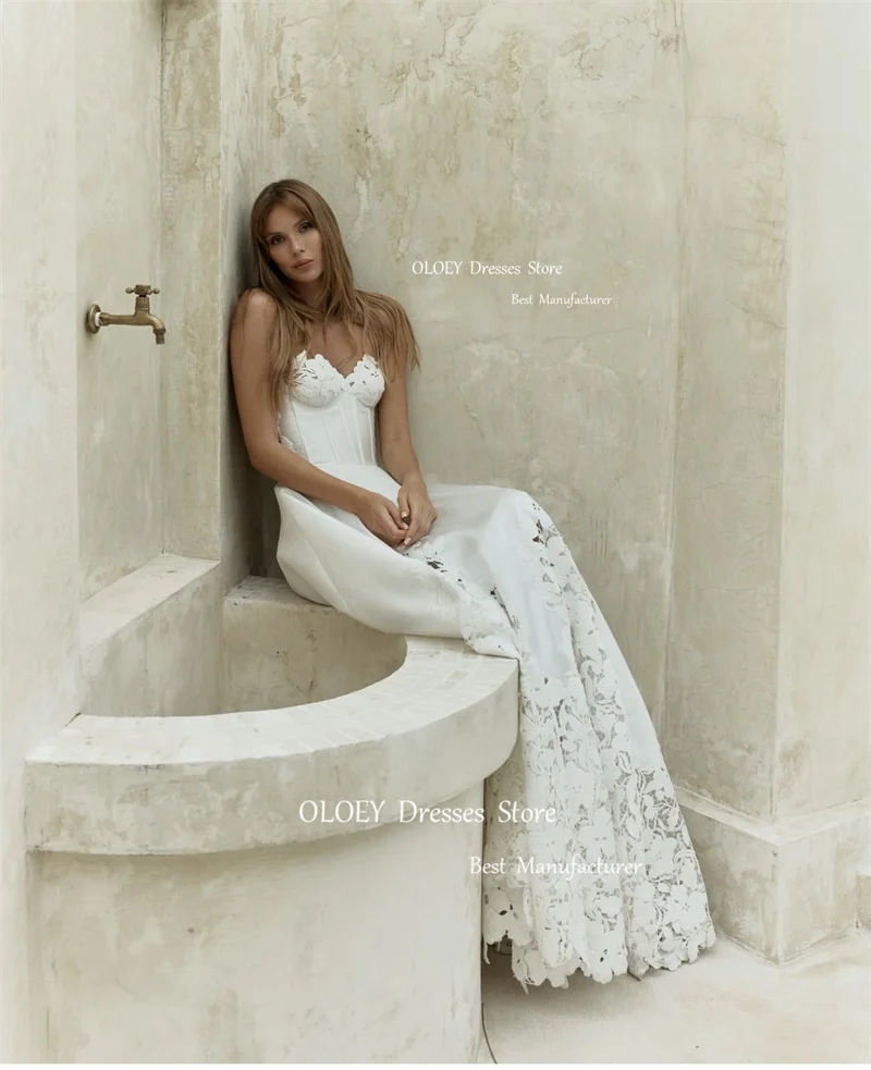 OLOEY-vestidos de novia de encaje, traje elegante hasta el suelo con escote Corazón, novedad de 2023