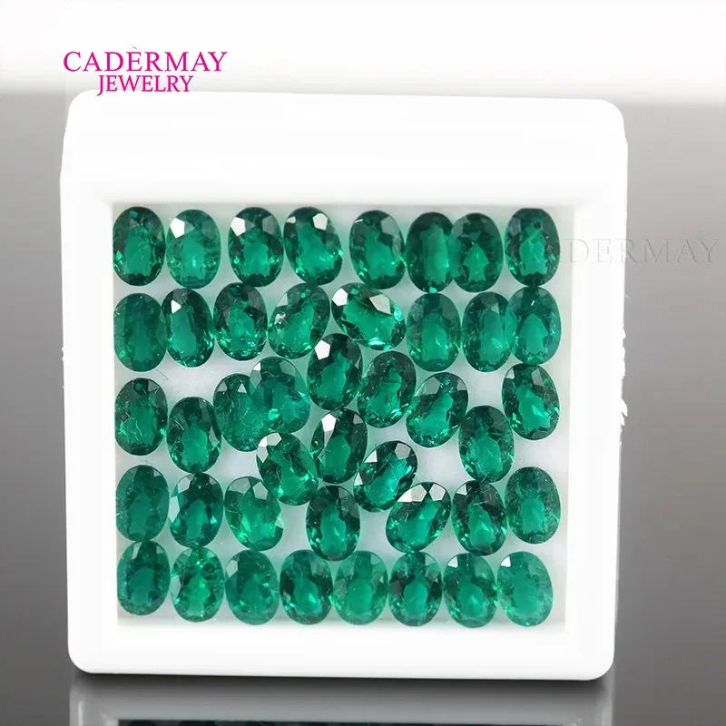 Muzuo الأخضر مختبر نمت أحجار كريمة من الزمرد 2x4 مللي متر-12x16 مللي متر البيضاوي قطع الطبيعية الزمرد الحرارية المائية Inculsions لمجوهرات الزمرد
