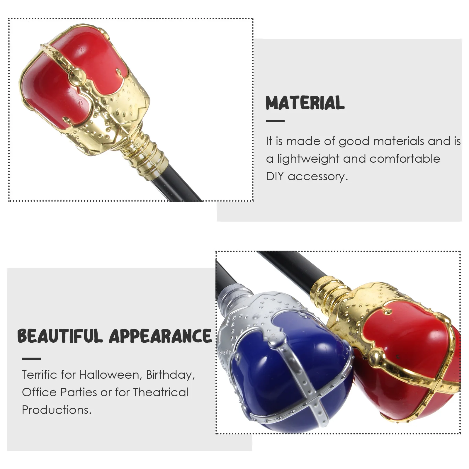 

2pcs Props Halloween Scepter For Kids Adults Party Costume Accessories Theater Birthday Masquerade Role Play Unisex