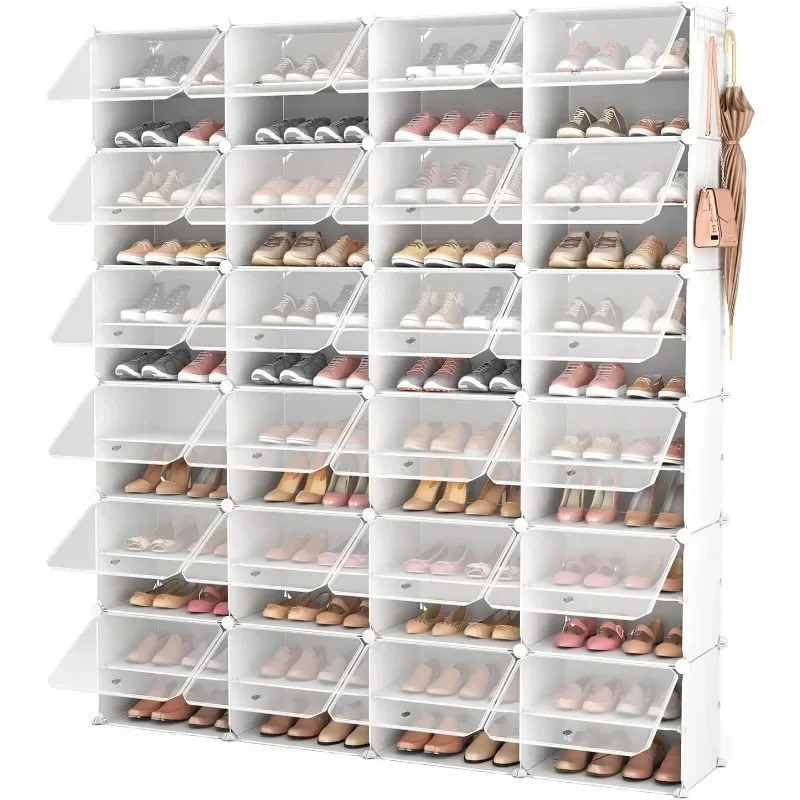 Shoe Storage Cabinet with Covers Doors Big Shoe Rack for Closet Entryway Bedroom 96 Pairs Extra Large Plastic Portable rack