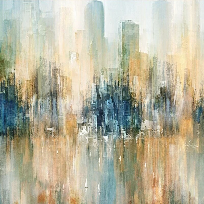 

Color Original City and Distant Water scenery pictures, TV bedroom home decoration background wall paintings