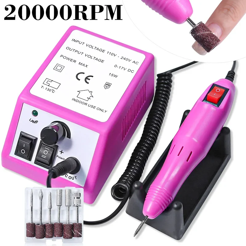 Taladro de uñas profesional de 20000rpm, lima de uñas eléctrica para manicura de uñas y uñas de los pies, herramientas de lima de pedicura para manicura