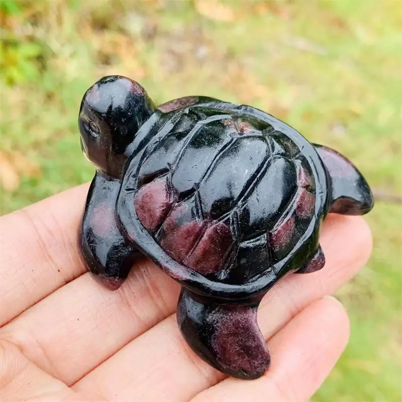 

5.5CM Natural Garnet Turtle Carving Quartz Healing Fengshui Crystal Stone Gifts Home Decoration 1PCS