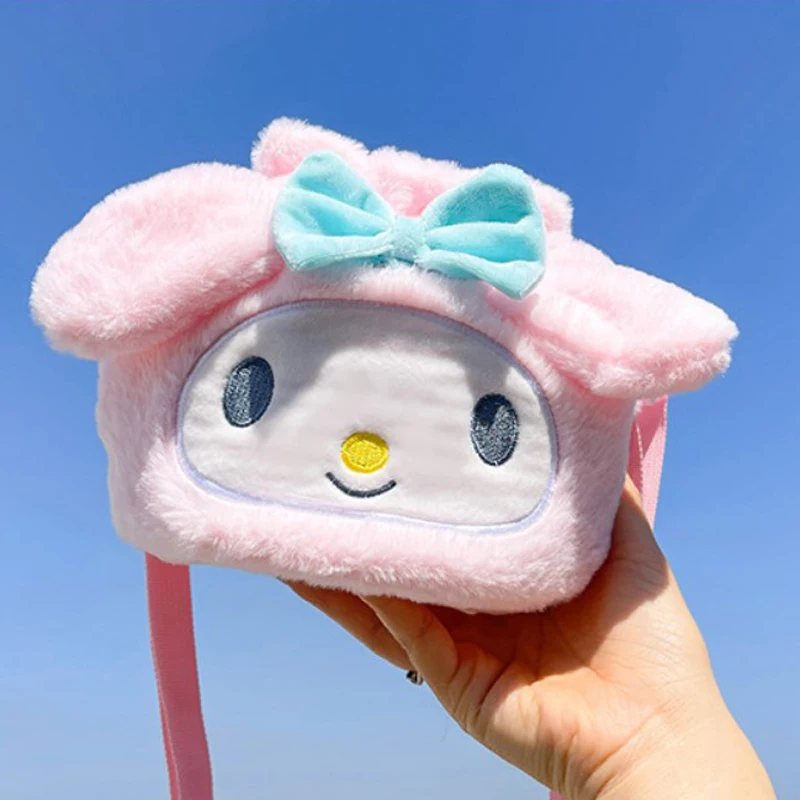 Kawaii Kuromi Melody cilindro zaini peluche portamonete borsa Plushie Anime Purin zaini per cani per ragazze simpatici giocattoli di peluche regalo