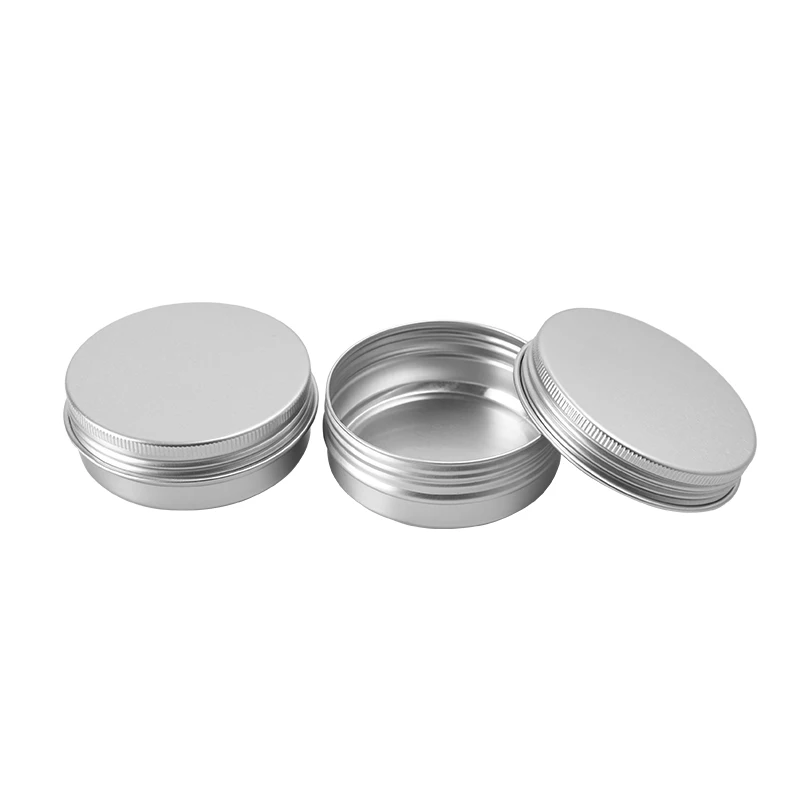 

48pcs 50g Aluminum Cream Jar 50ml Metal Cosmetics Silver Container Jar Screw Lid 2OZ Alu Empty Packaged Bottles DIY Tea Pot Tin