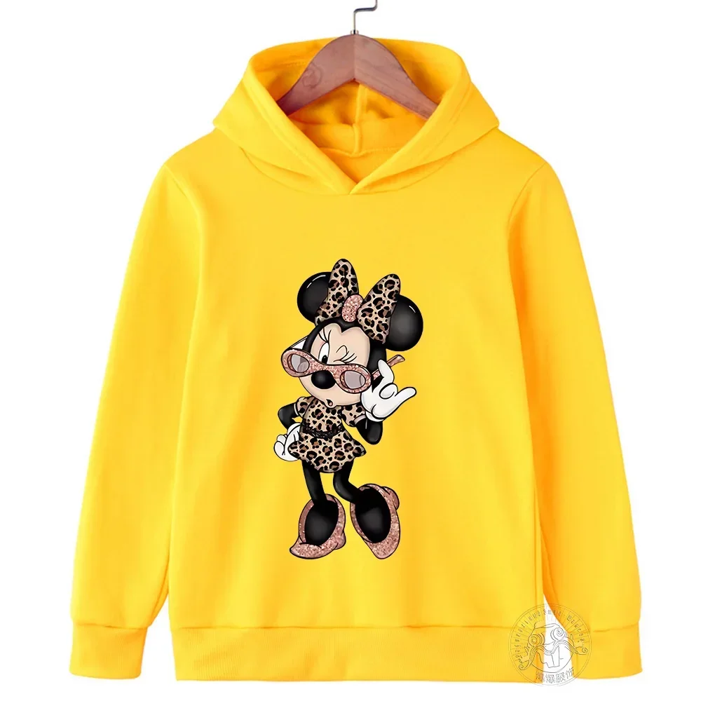 Disney Minnie Harajuku Children\'s Hoodie Girls Clothing Boys Infant Clothing Spring Autumn New Warm Sportswear Street Casual