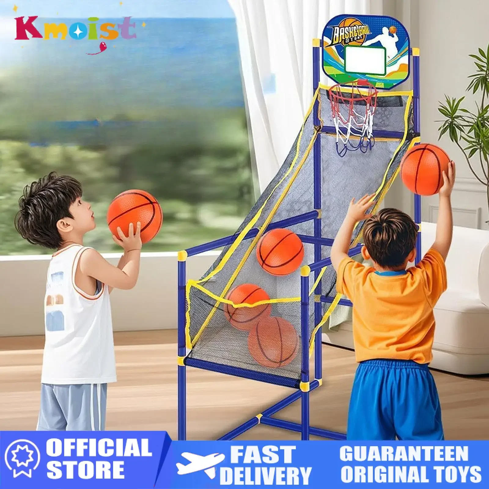 キッズバスケットボールスタンドゲームセット ボールとポンプ付き 屋内屋外遊び スポーツおもちゃ 男の子用 子供のクリスマスおもちゃギフト