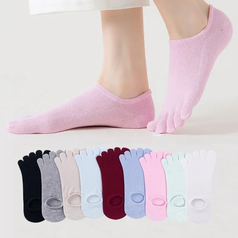 1 3 5 أزواج 5-أصابع لا تظهر الجوارب النساء المضادة للانزلاق الجوارب غير مرئية المنخفضة قطع مكافحة رائحة جوارب قطنية للرياضة ارتداء اليومي الاتحاد الأوروبي 35-40