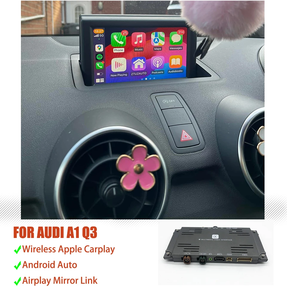 Car Stereo Retrofit Interface CarPlay Android Auto With Mirror Link Dla AUDI A1 Q3 2010-2016 Maps Spotify Reverse Cam Solution