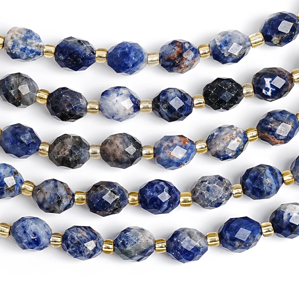 

Бусины из натурального содалита 8 мм с синими прожилками, ограненные, для браслетов и ожерелий в стиле бохо, материалы для рукоделия