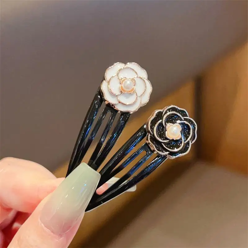 2/6 Stück elegante Kamelien-Haarspangen, vielseitige, modische Haarspangen mit seitlichem Pony und Blumenmuster für stilvolles Haar-Accessoire – Detail 7